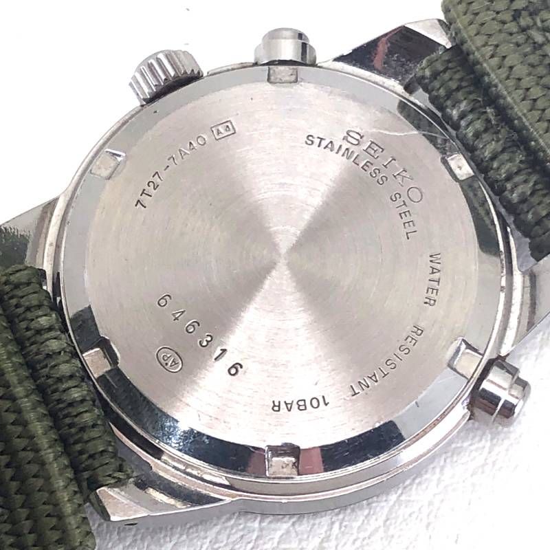 【新品ベルト交換】SEIKO セイコー／SUS 7T27-7A40 ／クォーツ／ステンレス／シルバー・ブラック・カーキ