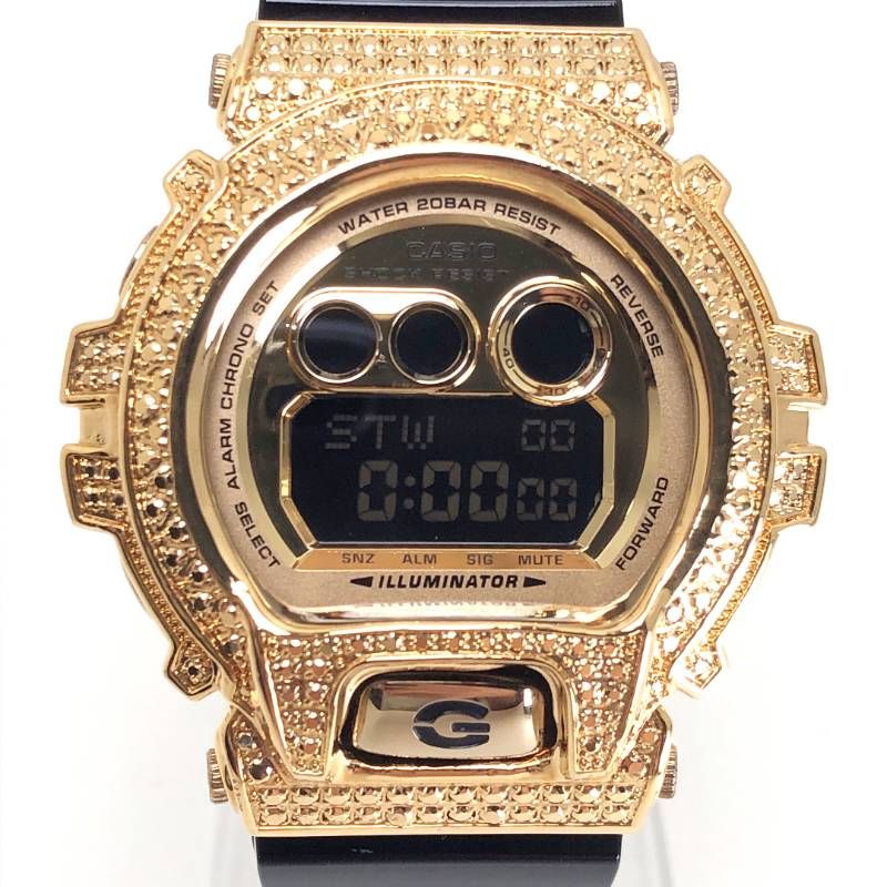 【美品・新品カスタムベゼル装着】CASIO カシオ／G-SHOCK CD-X6900FB／クォーツ／樹脂／ゴールド・ブラック