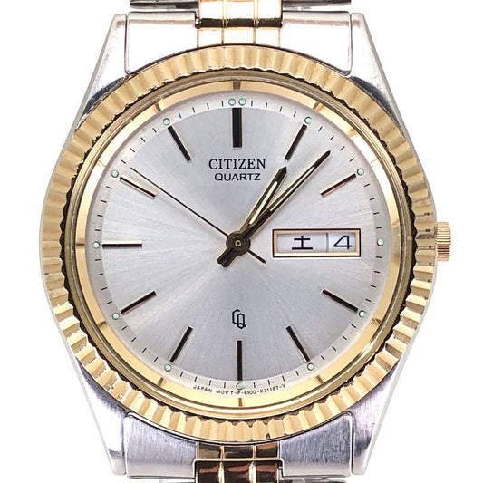 【電池交換済み】CITIZEN シチズン／フルーテッドベゼル 6100-K09311／クォーツ／ステンレス／シルバー・ゴールド