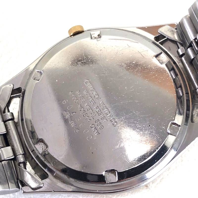 【電池交換済み】CITIZEN シチズン／フルーテッドベゼル 6100-K09311／クォーツ／ステンレス／シルバー・ゴールド