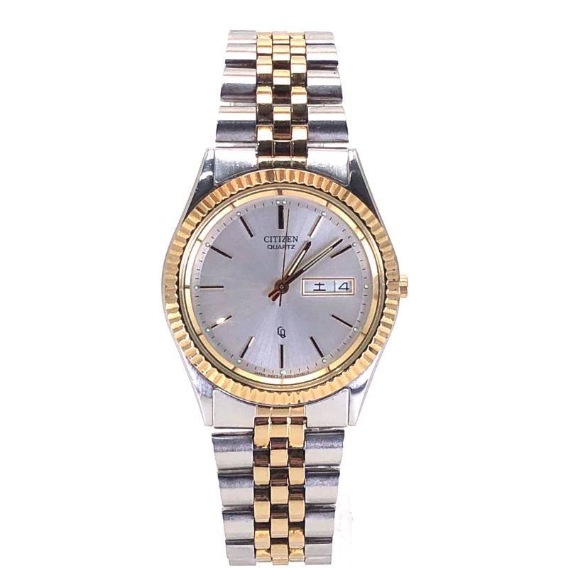 【電池交換済み】CITIZEN シチズン／フルーテッドベゼル 6100-K09311／クォーツ／ステンレス／シルバー・ゴールド