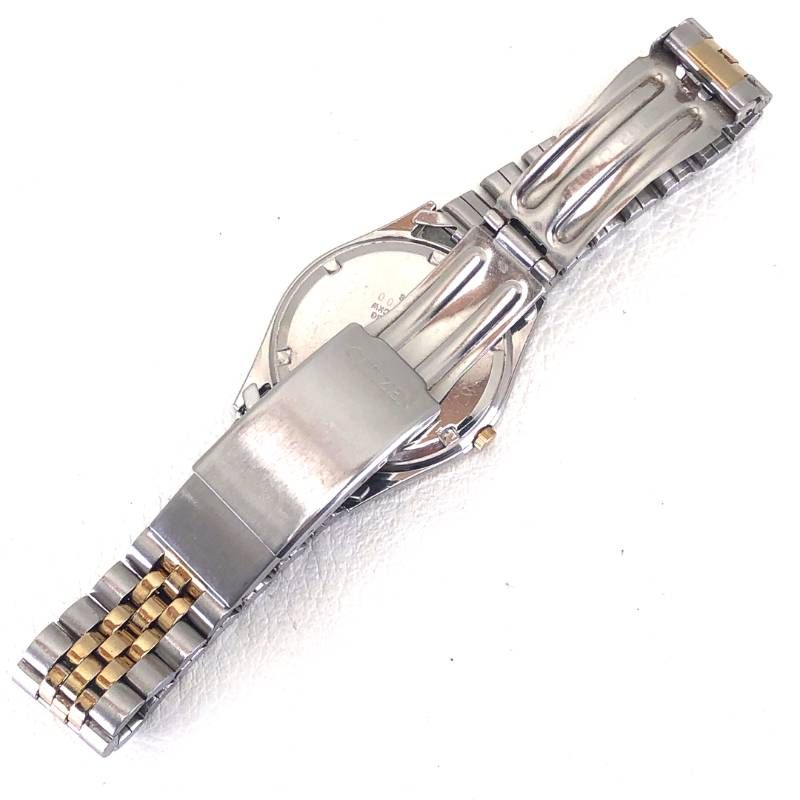 【電池交換済み】CITIZEN シチズン／フルーテッドベゼル 6100-K09311／クォーツ／ステンレス／シルバー・ゴールド