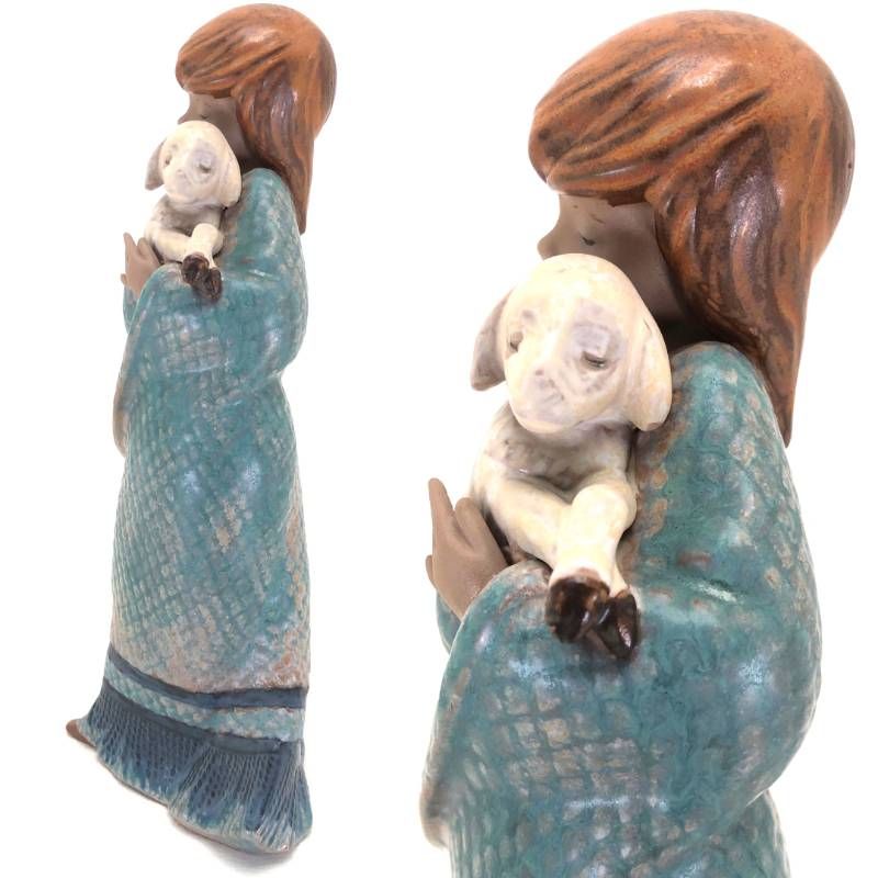 【美品】LLADRO リヤドロ／少女と羊 やっと会えた仔羊／2164／陶器／マルチカラー