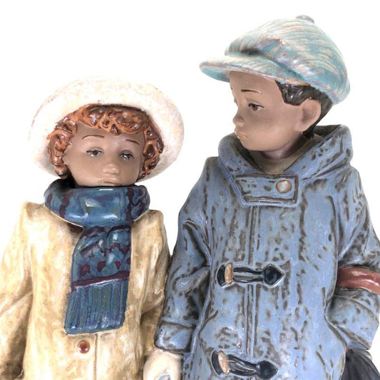 【美品】LLADRO リヤドロ／寒い日の登校／2242／陶器／マルチカラー