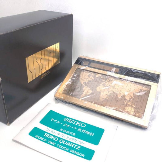 【新品電池使用・箱・取説付き】SEIKO セイコー／ワールドタイム タッチセンサー 置時計 EK401G／単3電池／ゴールド・ブラウン