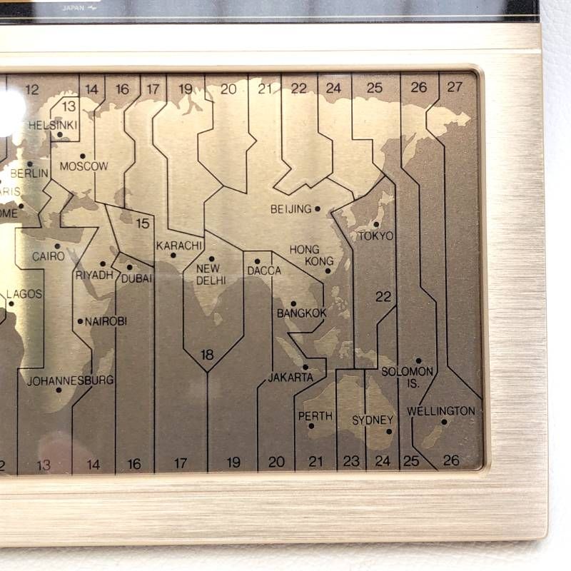 【新品電池使用・箱・取説付き】SEIKO セイコー／ワールドタイム タッチセンサー 置時計 EK401G／単3電池／ゴールド・ブラウン