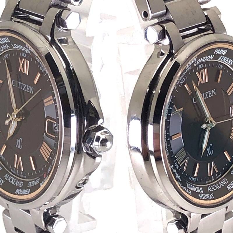 【美品】CITIZEN シチズン／XC クロスシー エコドライブ レディース H240-T018220／ソーラークォーツ／ステンレス／シルバー・ブラック