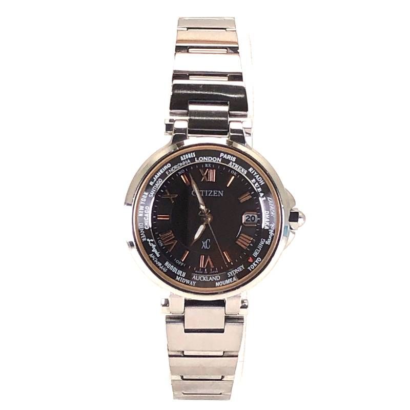 【美品】CITIZEN シチズン／XC クロスシー エコドライブ レディース H240-T018220／ソーラークォーツ／ステンレス／シルバー・ブラック