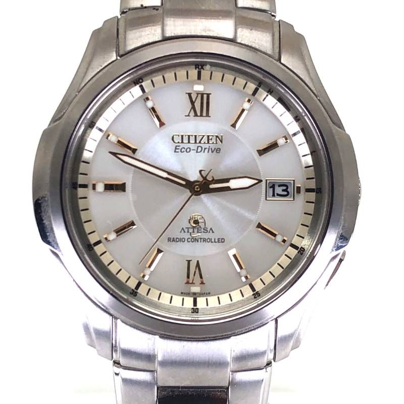 【美品】CITIZEN シチズン／アテッサ エコドライブ H410-T005888／ソーラークォーツ／チタン／シルバー・ホワイト
