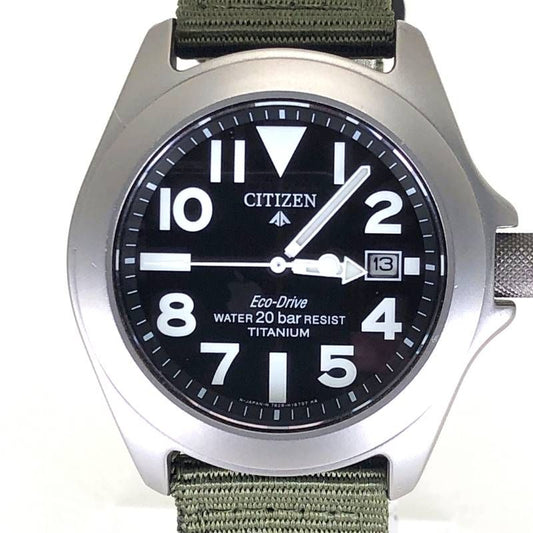 【希少・ベルト新品交換】CITIZEN シチズン／プロマスター エコドライブ 7828-H09971 ミリタリー／ソーラークォーツ／チタン／シルバー・ブラック・カーキ