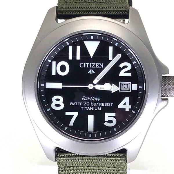【希少・ベルト新品交換】CITIZEN シチズン／プロマスター エコドライブ 7828-H09971 ミリタリー／ソーラークォーツ／チタン／シルバー・ブラック・カーキ