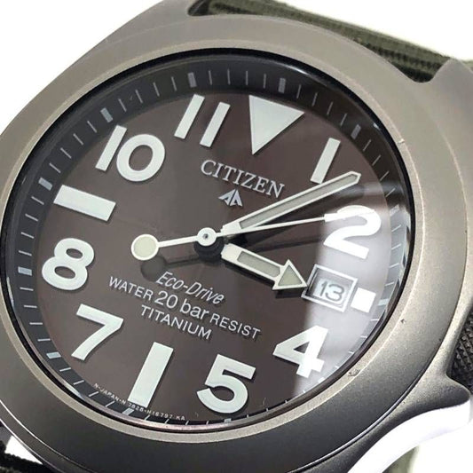 【希少・ベルト新品交換】CITIZEN シチズン／プロマスター エコドライブ 7828-H09971 ミリタリー／ソーラークォーツ／チタン／シルバー・ブラック・カーキ