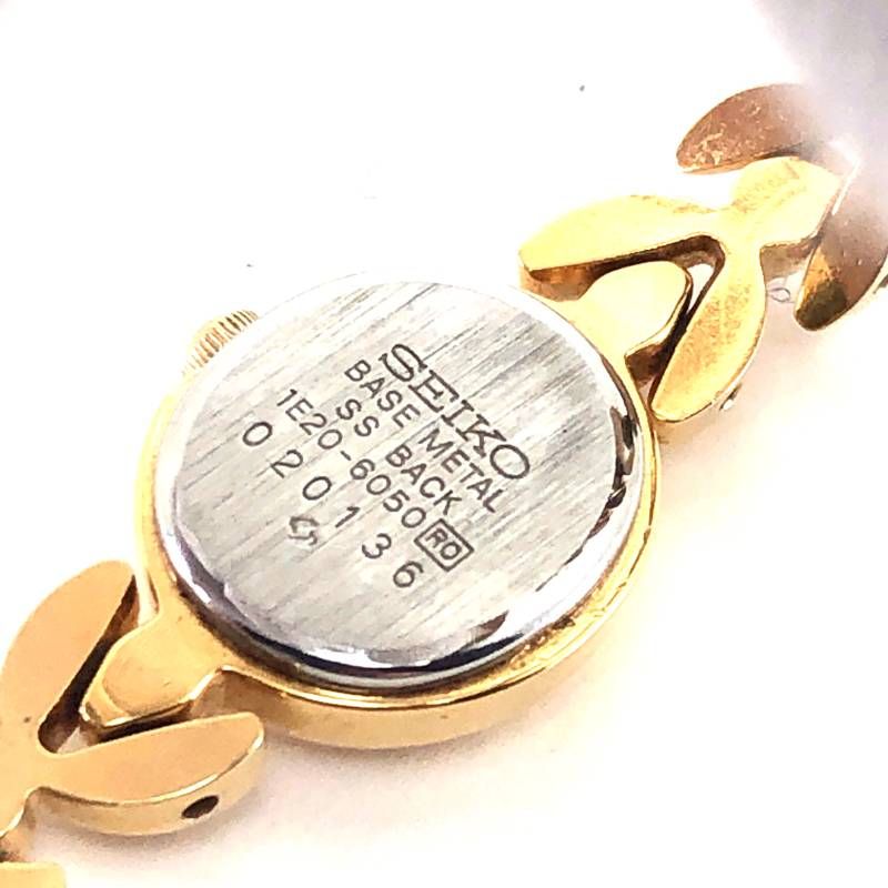 【美品・電池交換済み】SEIKO セイコー／レディース ブレスレット オーバル ウォッチ 1E20-6050／クォーツ／ステンレス／ゴールド