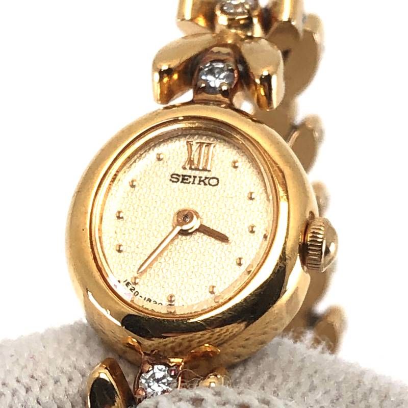 【美品・電池交換済み】SEIKO セイコー／レディース ブレスレット オーバル ウォッチ 1E20-6050／クォーツ／ステンレス／ゴールド