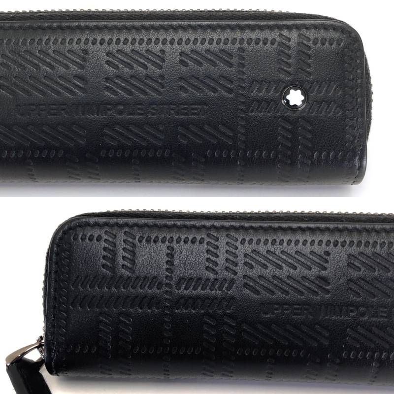 【美品】MONTBLANC モンブラン／ペンケース ペンポーチ／レザー／ブラック
