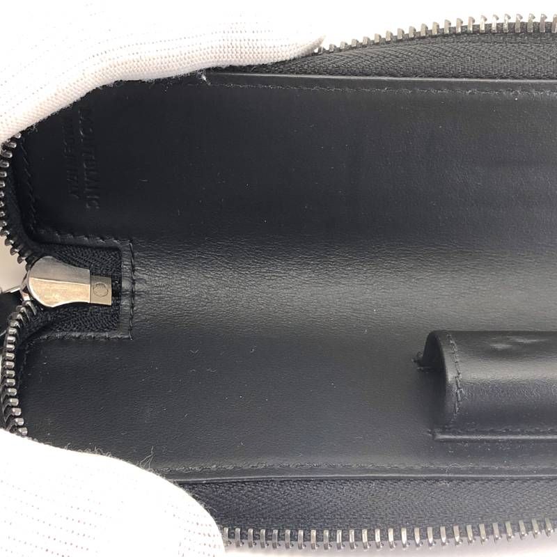 【美品】MONTBLANC モンブラン／ペンケース ペンポーチ／レザー／ブラック