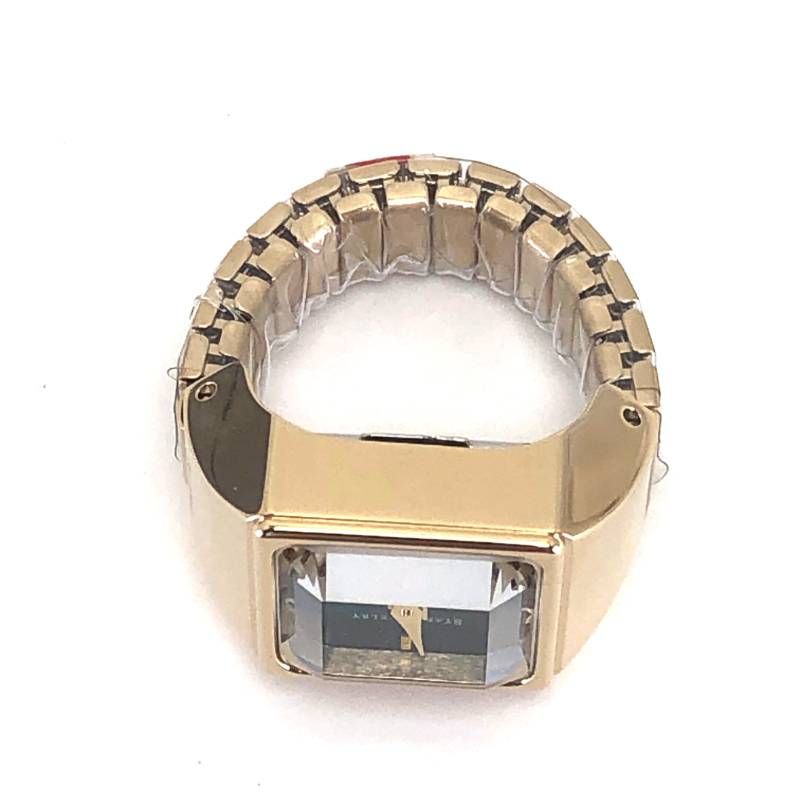 【美品・数量限定】STAR JEWELRY スタージュエリー／TIME FOR PEACE リングウォッチ／12号／自動巻／ステンレス・YGコーティング／グリーン・ゴールド