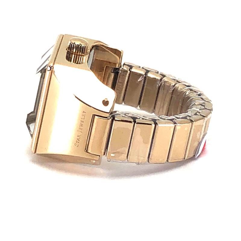 【美品・数量限定】STAR JEWELRY スタージュエリー／TIME FOR PEACE リングウォッチ／12号／自動巻／ステンレス・YGコーティング／グリーン・ゴールド