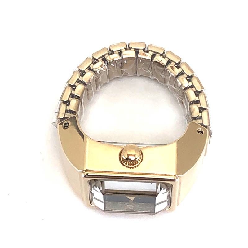 【美品・数量限定】STAR JEWELRY スタージュエリー／TIME FOR PEACE リングウォッチ／12号／自動巻／ステンレス・YGコーティング／グリーン・ゴールド
