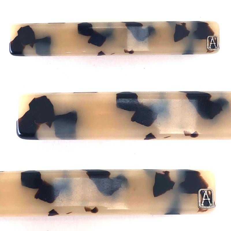 【美品】ALEXANDRE DE PARIS アレクサンドルドゥパリ／バレッタ AA6-735 ALBIN BASIC CLASSIQUES ベーシック／アセテート／ブラウン・ベージュ