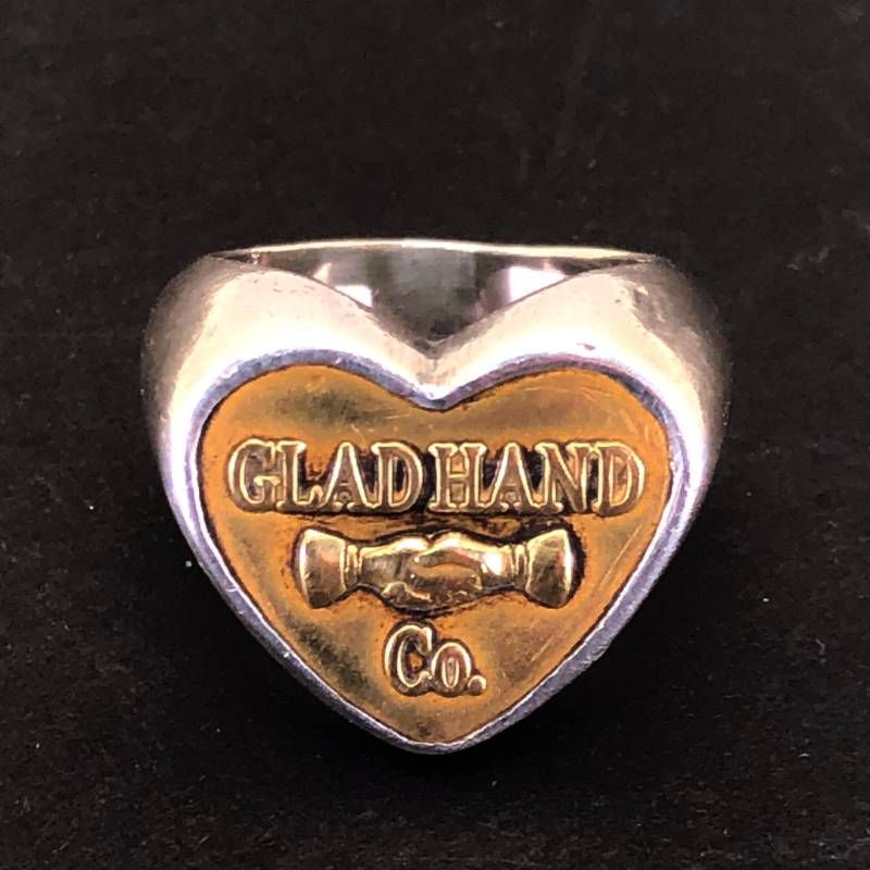 GLAD HAND グラッドハンド／ハートモチーフ ボタン リング 指輪／約11号／SV925／シルバー・ゴールド