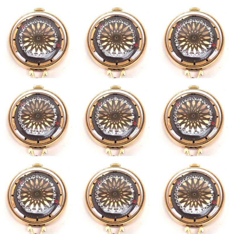 【希少・美品・稼働品】Ernest Borel アーネストボレル／万華鏡 カクテルウォッチ ネックレスウォッチ／金張り・裏スケルトン／手巻き／GP／ゴールド・ブラック