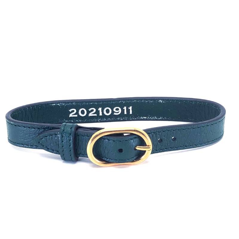【美品】GUCCI グッチ／バンブー ハンドル用 レザーベルト／レザー／グリーン・ゴールド