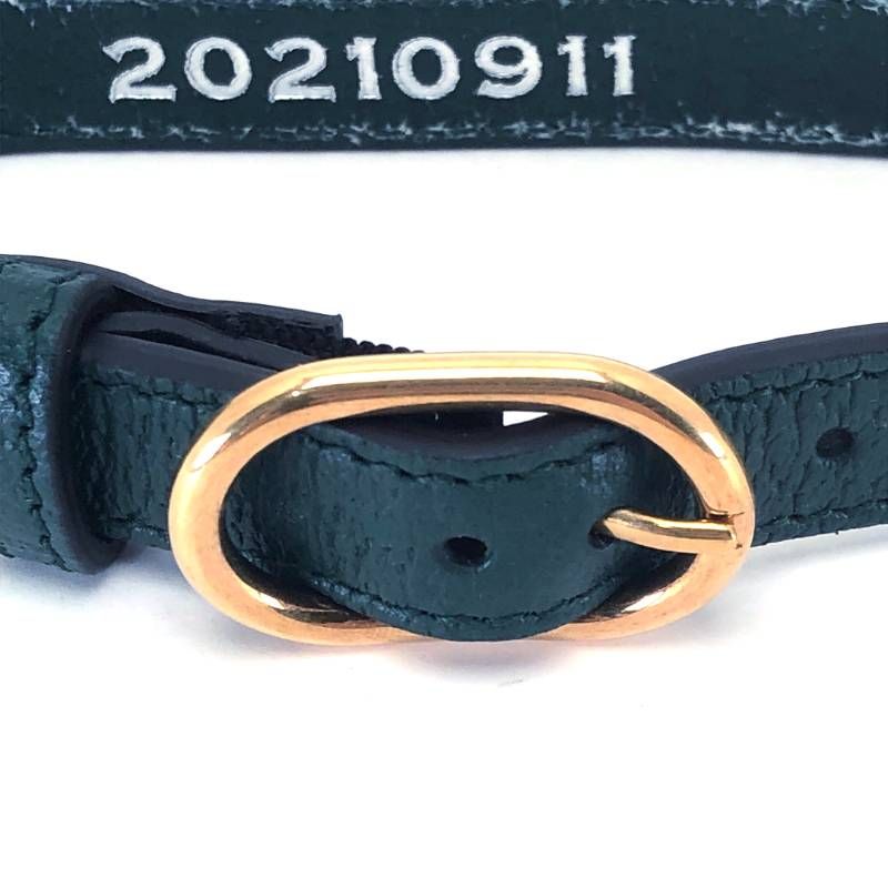 【美品】GUCCI グッチ／バンブー ハンドル用 レザーベルト／レザー／グリーン・ゴールド