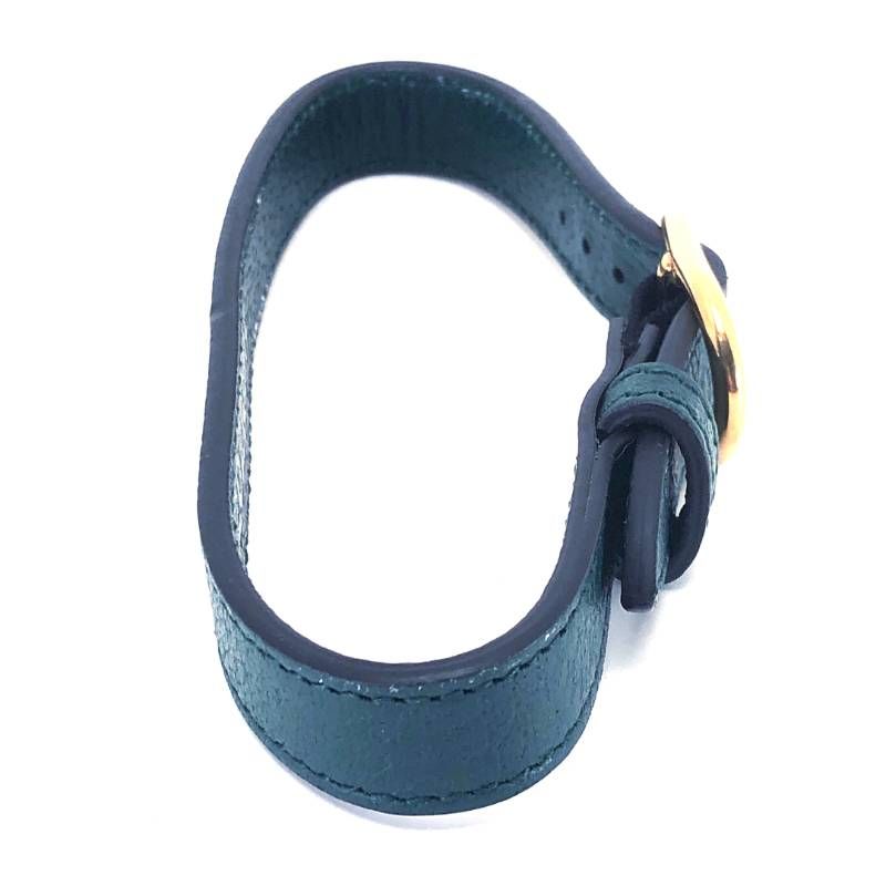 【美品】GUCCI グッチ／バンブー ハンドル用 レザーベルト／レザー／グリーン・ゴールド