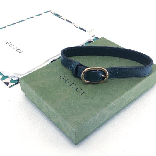 【美品】GUCCI グッチ／バンブー ハンドル用 レザーベルト・クリーニング用クロス／レザー・レーヨン／グリーン・ゴールド／ホワイト