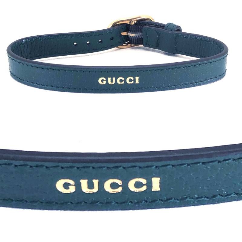 【美品】GUCCI グッチ／バンブー ハンドル用 レザーベルト・クリーニング用クロス／レザー・レーヨン／グリーン・ゴールド／ホワイト