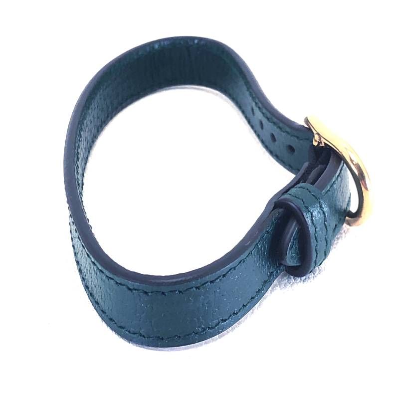 【美品】GUCCI グッチ／バンブー ハンドル用 レザーベルト・クリーニング用クロス／レザー・レーヨン／グリーン・ゴールド／ホワイト