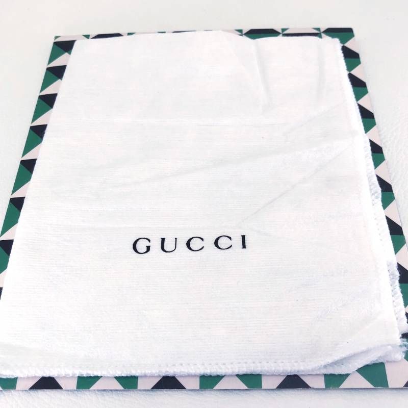 【美品】GUCCI グッチ／バンブー ハンドル用 レザーベルト・クリーニング用クロス／レザー・レーヨン／グリーン・ゴールド／ホワイト
