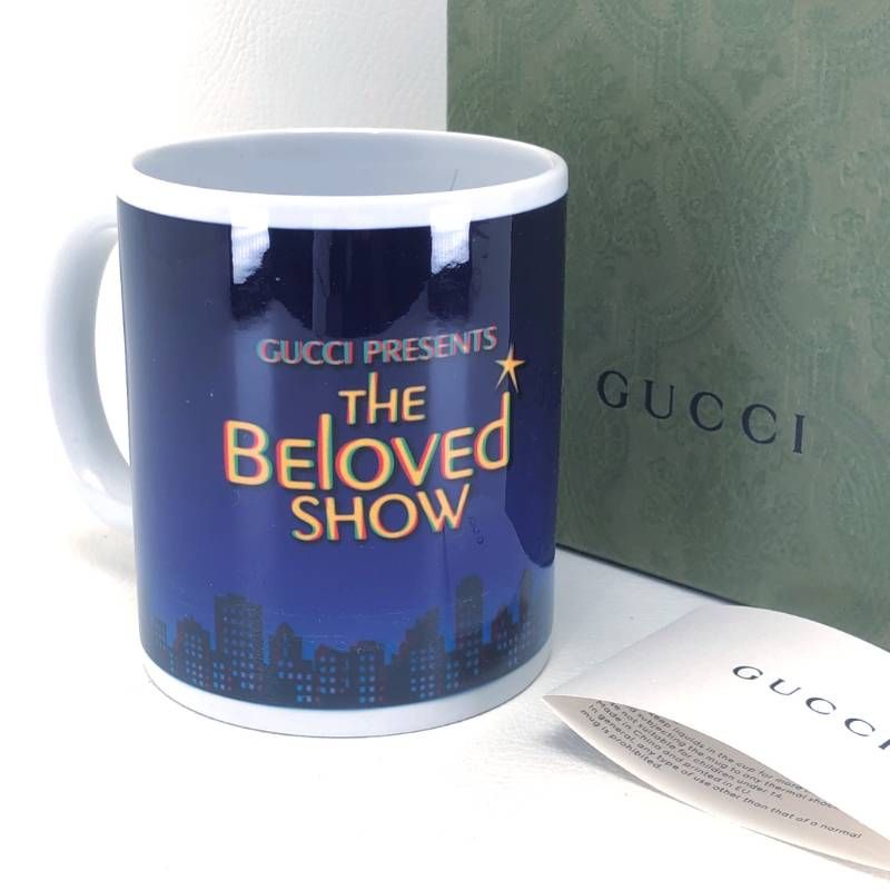 【未使用】GUCCI グッチ／マグカップ THE BELOVED SHOW／陶器／ホワイト・ブルー