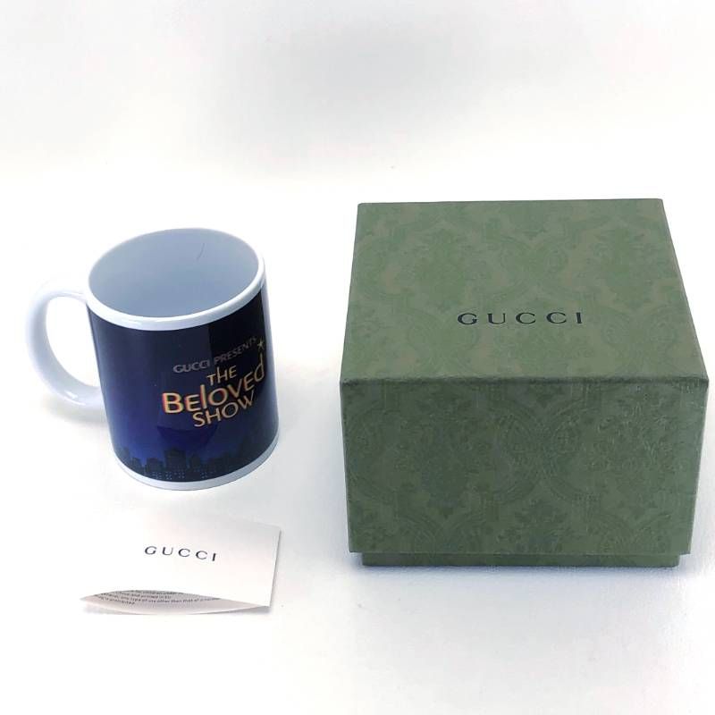 【未使用】GUCCI グッチ／マグカップ THE BELOVED SHOW／陶器／ホワイト・ブルー