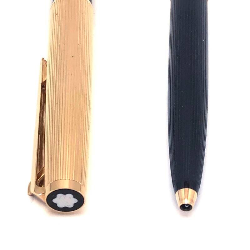 【1970年代 ヴィンテージ・美品・ハードケース付き】MONTBLANC モンブラン／万年筆 124（ペン先K750）・ボールペン 184（青）・替芯（黒）セット／ブラック・ゴールド