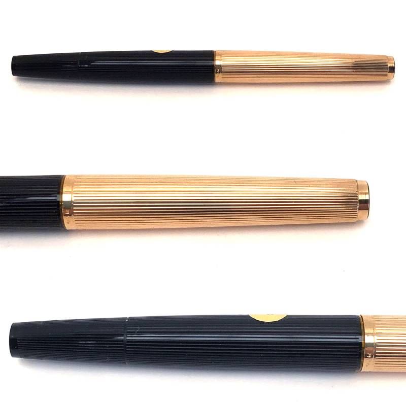 【1970年代 ヴィンテージ・美品・ハードケース付き】MONTBLANC モンブラン／万年筆 124（ペン先K750）・ボールペン 184（青）・替芯（黒）セット／ブラック・ゴールド