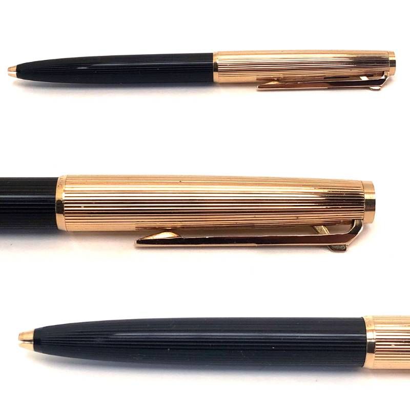【1970年代 ヴィンテージ・美品・ハードケース付き】MONTBLANC モンブラン／万年筆 124（ペン先K750）・ボールペン 184（青）・替芯（黒）セット／ブラック・ゴールド