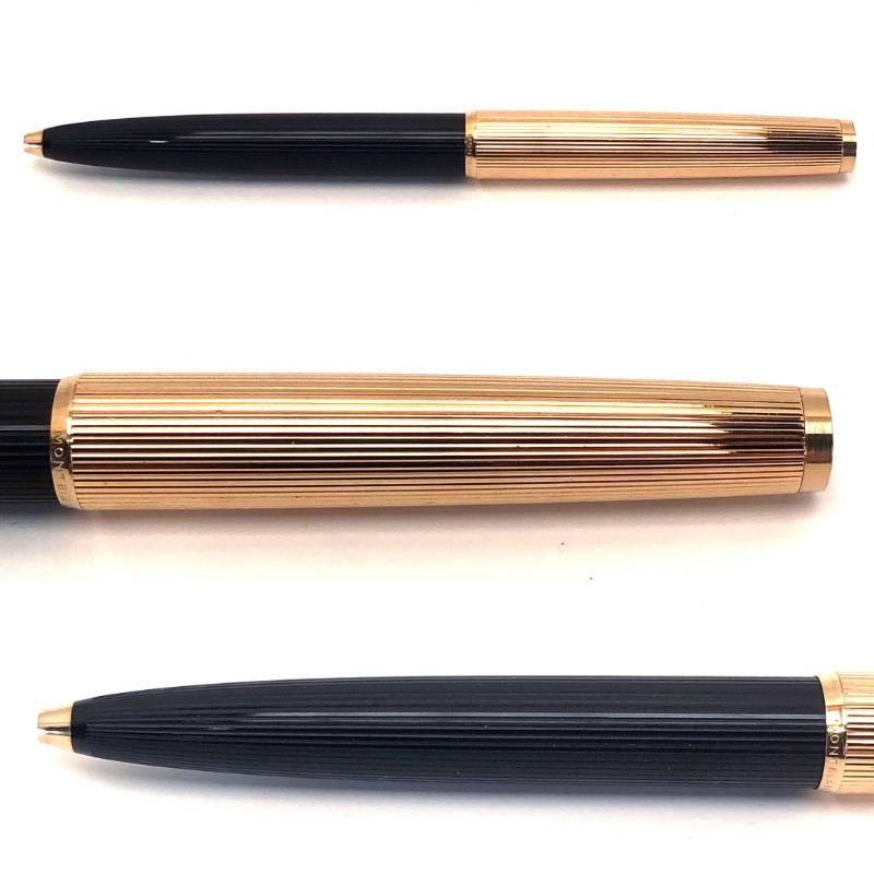 【1970年代 ヴィンテージ・美品・ハードケース付き】MONTBLANC モンブラン／万年筆 124（ペン先K750）・ボールペン 184（青）・替芯（黒）セット／ブラック・ゴールド