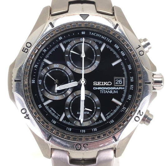 【訳あり・売り切り・電池交換済み・箱・コマ付き】SEIKO セイコー／プロスペックス 7T62-0AC0／クォーツ／チタン／シルバー・ブラック