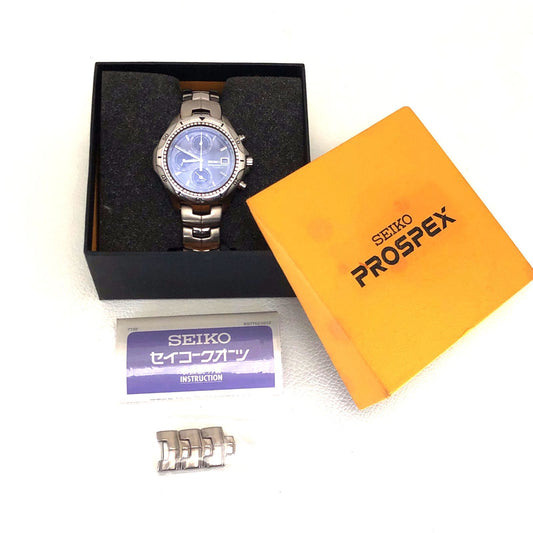 【訳あり・売り切り・電池交換済み・箱・コマ付き】SEIKO セイコー／プロスペックス 7T62-0AC0／クォーツ／チタン／シルバー・ブラック