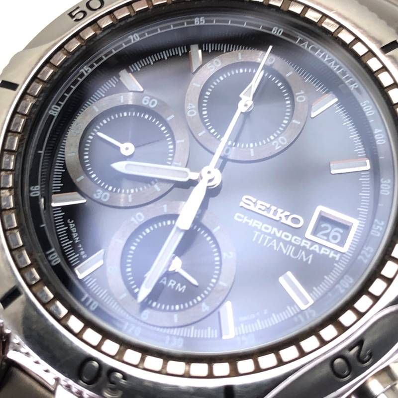 【訳あり・売り切り・電池交換済み・箱・コマ付き】SEIKO セイコー／プロスペックス 7T62-0AC0／クォーツ／チタン／シルバー・ブラック