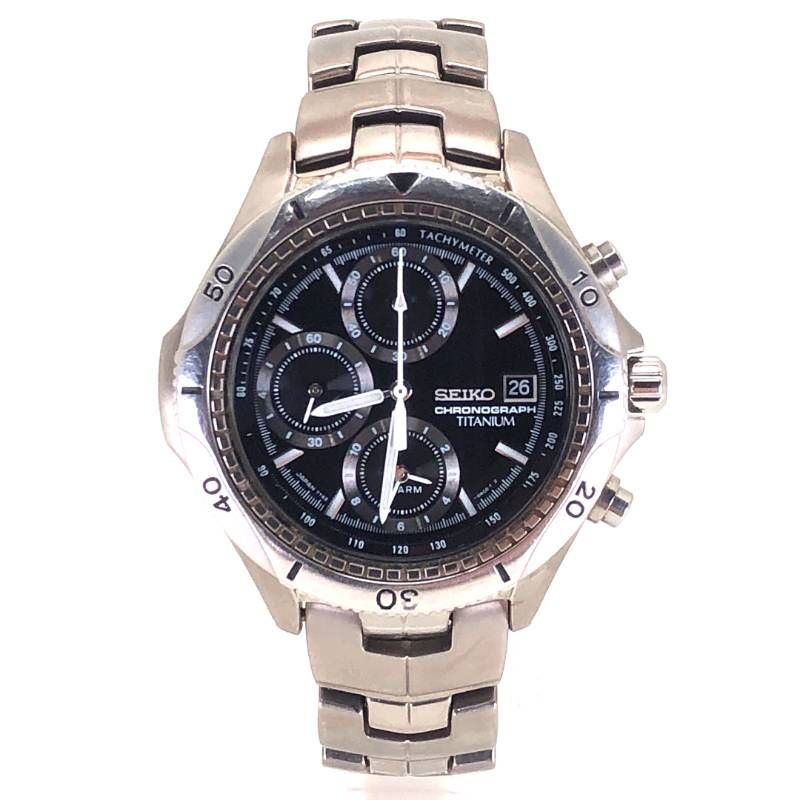 【訳あり・売り切り・電池交換済み・箱・コマ付き】SEIKO セイコー／プロスペックス 7T62-0AC0／クォーツ／チタン／シルバー・ブラック