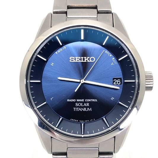 【美品】SEIKO セイコー／スピリット 7B24-0BB0／ソーラークォーツ／チタン／シルバー・ダークブルー