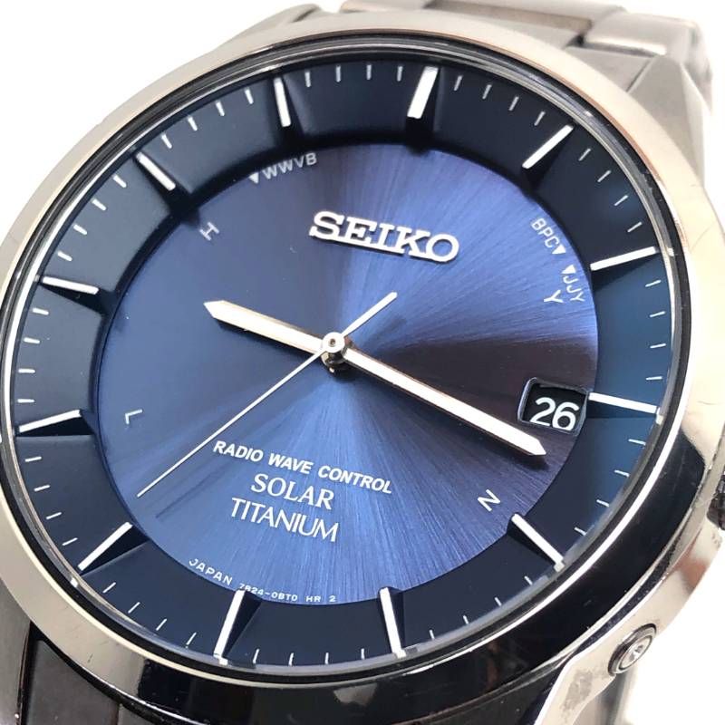 【美品】SEIKO セイコー／スピリット 7B24-0BB0／ソーラークォーツ／チタン／シルバー・ダークブルー