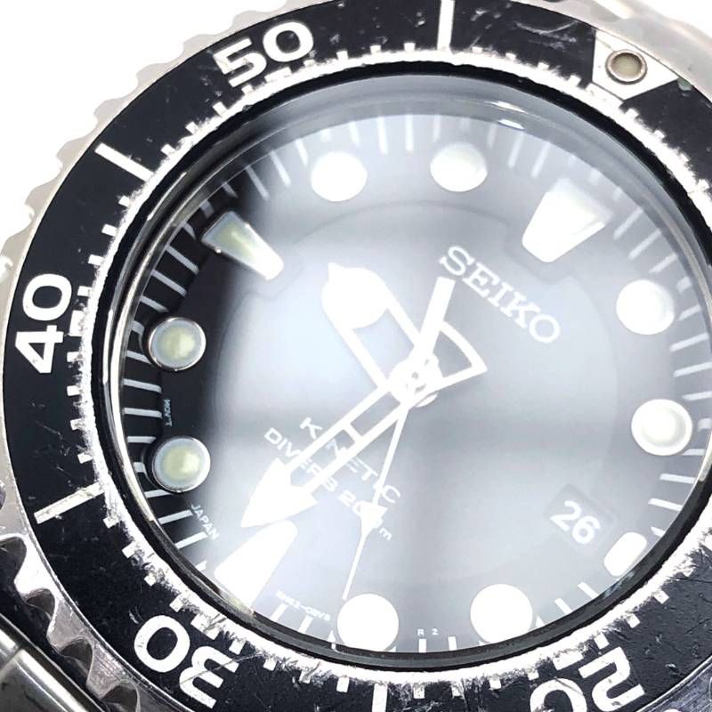 【美品】SEIKO セイコー／キネティック スキューバ200 5M62-0BL0／オートクォーツ／ステンレス／シルバー・ブラック