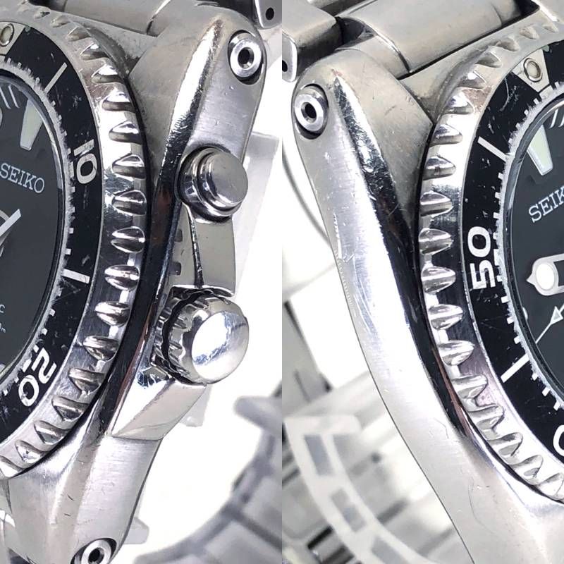 【美品】SEIKO セイコー／キネティック スキューバ200 5M62-0BL0／オートクォーツ／ステンレス／シルバー・ブラック