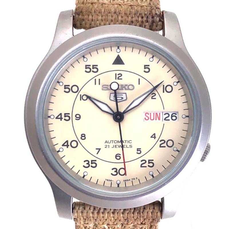 SEIKO セイコー／セイコー5 ミリタリー 7S26-02J0／自動巻／ステンレス／シルバー・ベージュ・カーキ