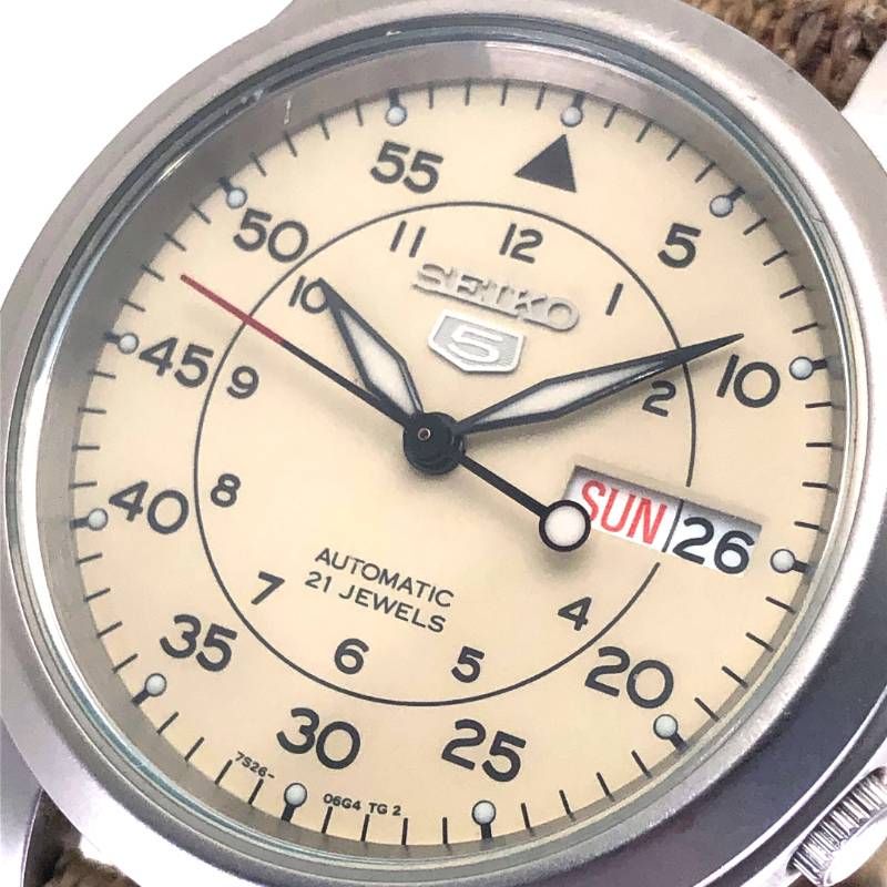 SEIKO セイコー／セイコー5 ミリタリー 7S26-02J0／自動巻／ステンレス／シルバー・ベージュ・カーキ