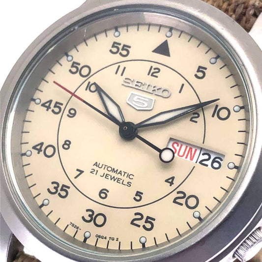 SEIKO セイコー／セイコー5 ミリタリー 7S26-02J0／自動巻／ステンレス／シルバー・ベージュ・カーキ